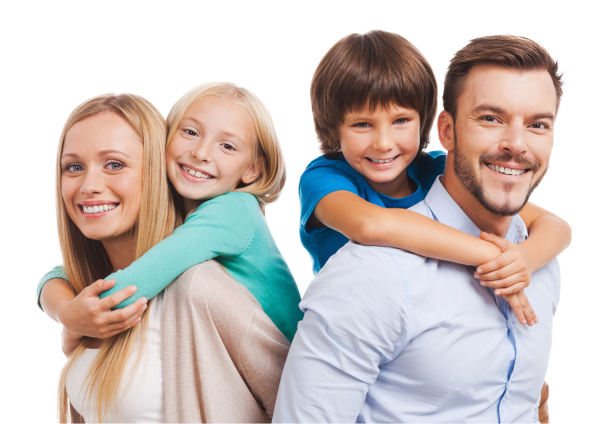 A Canadian family learning about dental care coverage